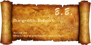 Burgreth Babett névjegykártya